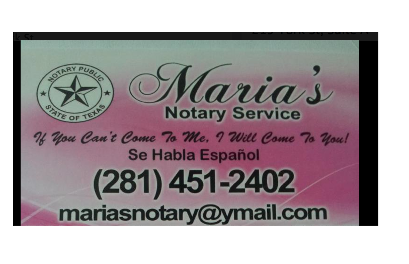 Marias Notary Service | 215 York St, South Houston, TX 77587, USA | Phone: (713) 910-3153