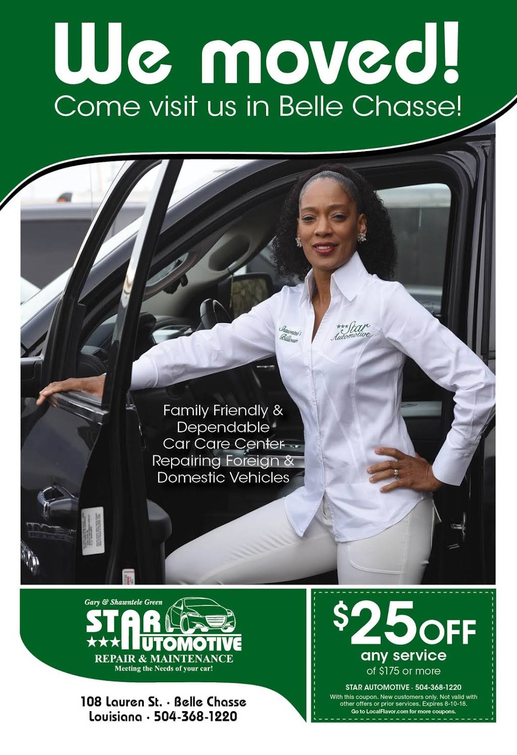 Star Automotive | 108 Lauren Drive, Belle Chasse, LA 70037, USA | Phone: (504) 368-1220