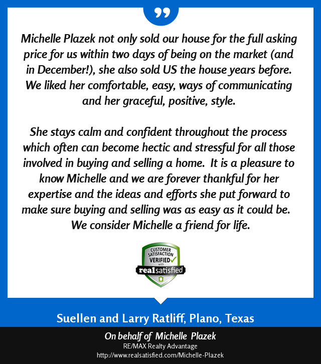 Michelle Plazek, Realtor - RE/MAX Realty Advantage | 17319 San Pedro Ave #206, San Antonio, TX 78232, USA | Phone: (210) 355-7030