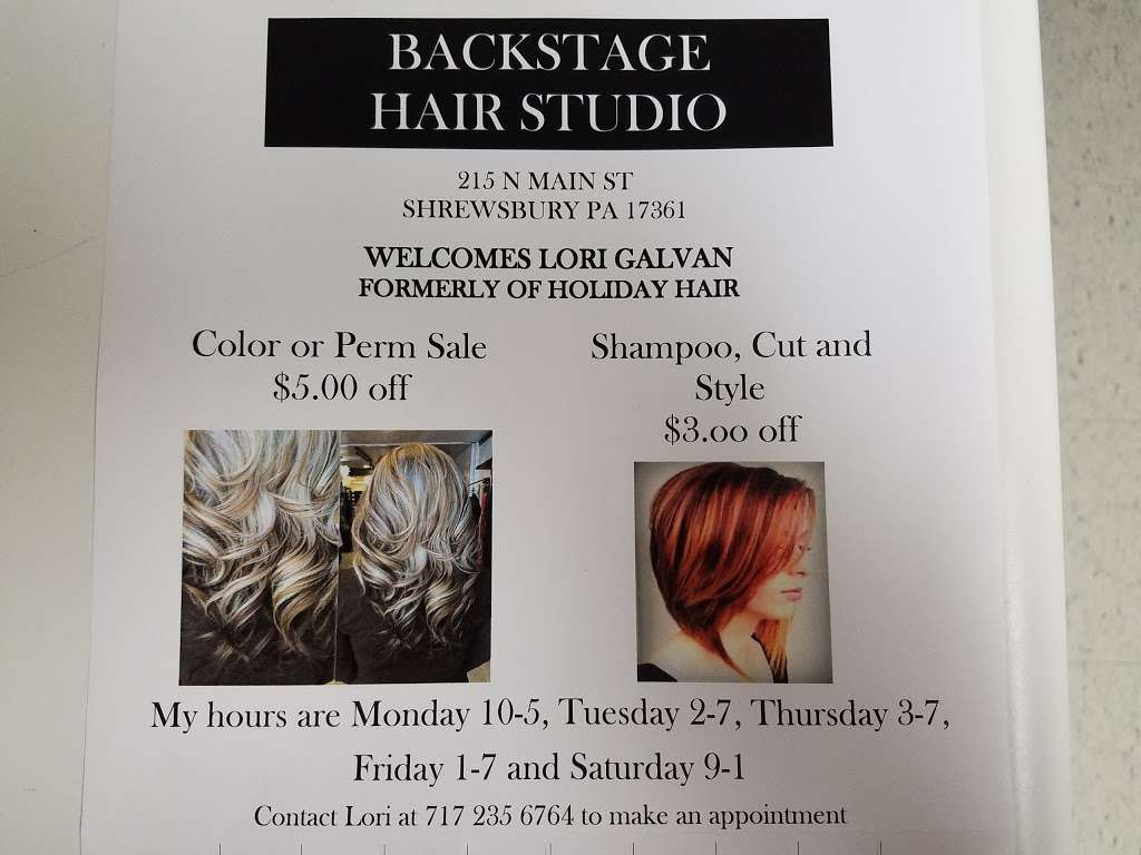 Back Stage Hair Studio | 215 N Main St, Shrewsbury, PA 17361 | Phone: (717) 235-6764