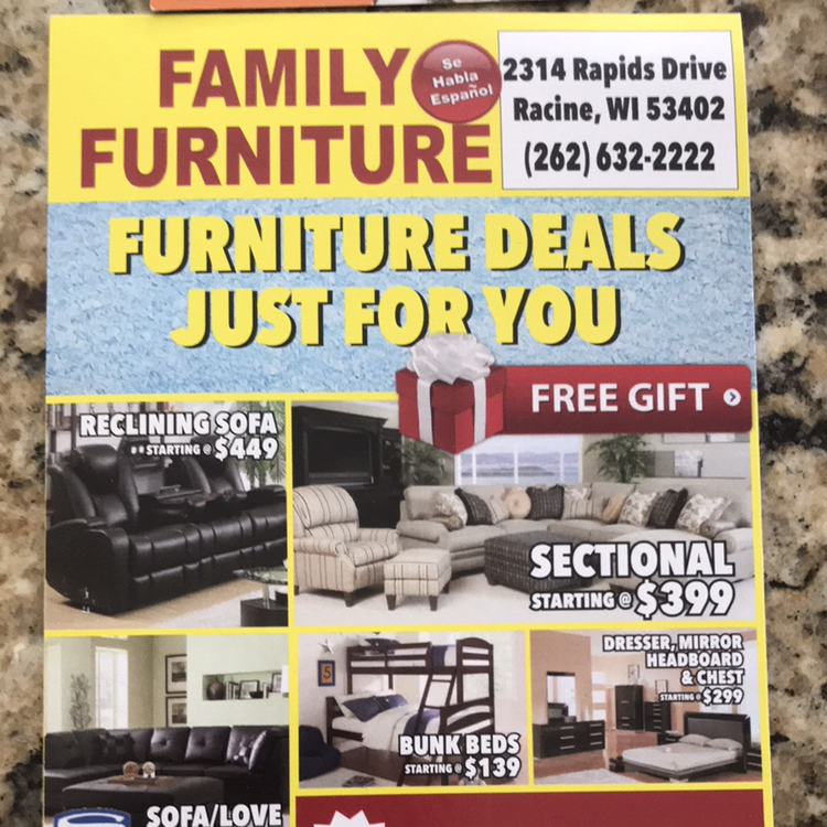 Family Furniture & More | 2314 Rapids Dr, Racine, WI 53404, USA | Phone: (262) 632-2222