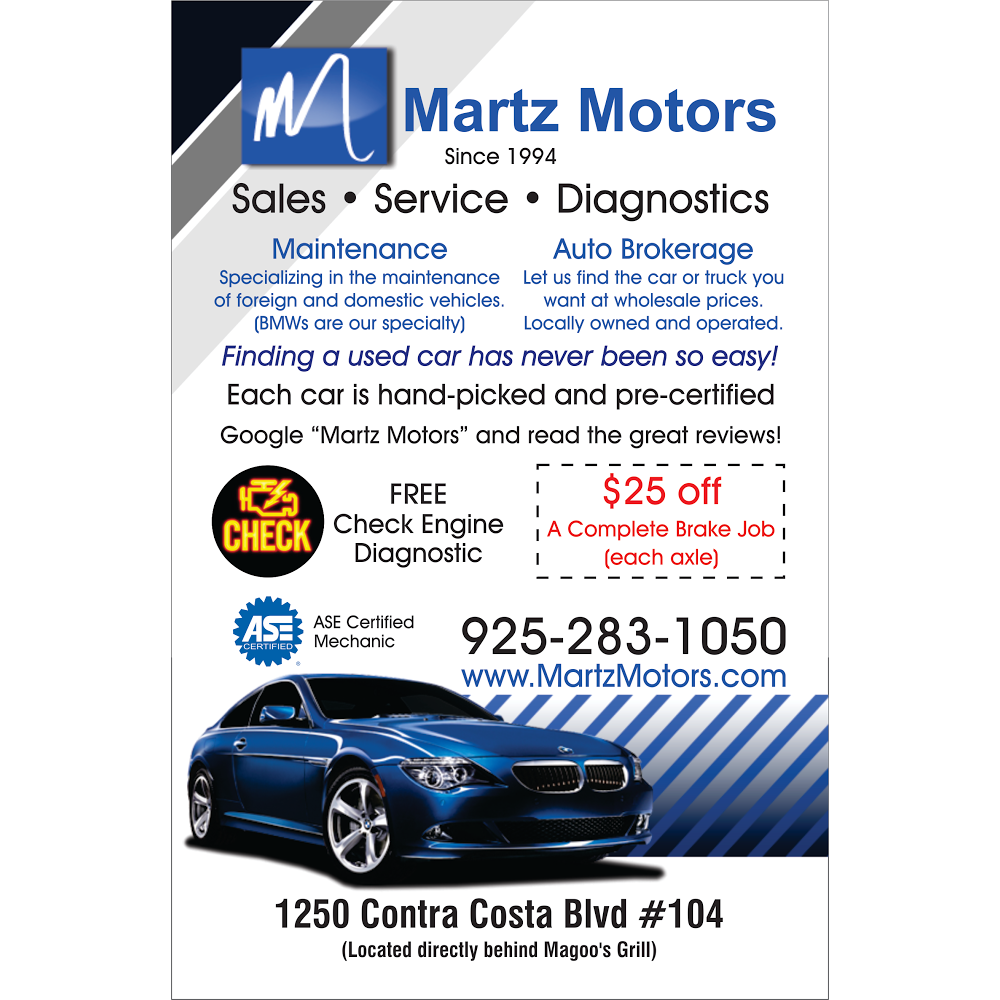 Martz Motors | 1250 Contra Costa Blvd, Pleasant Hill, CA 94523, USA | Phone: (925) 283-1050