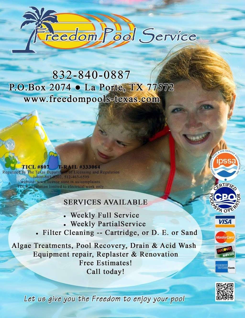 Freedom Pool Service | 3324 Derrick St, Bacliff, TX 77518, USA | Phone: (832) 840-0887