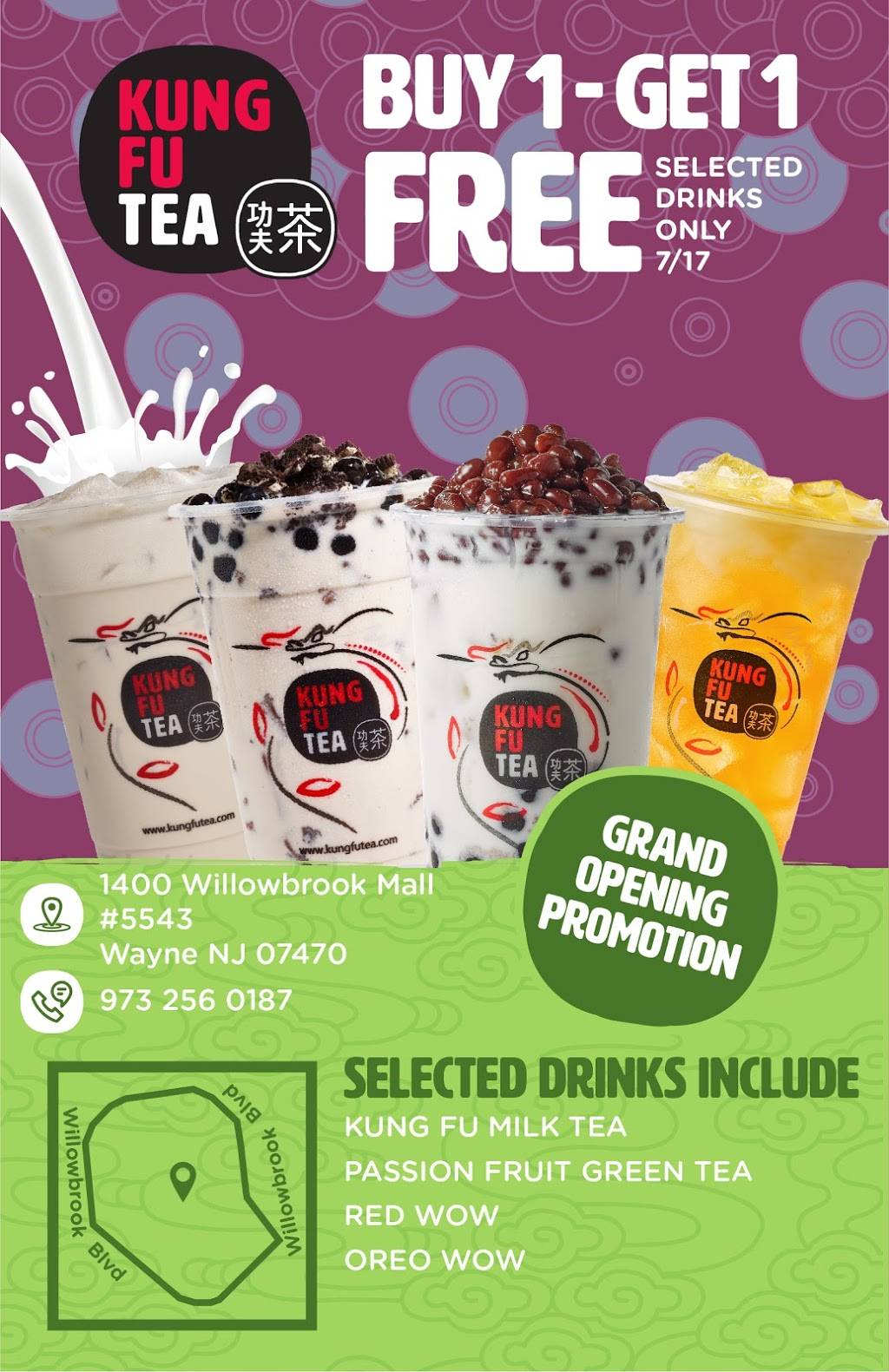 kung fu tea | 1400 Willowbrook Mall #5543, Wayne, NJ 07470, USA | Phone: (973) 256-0187