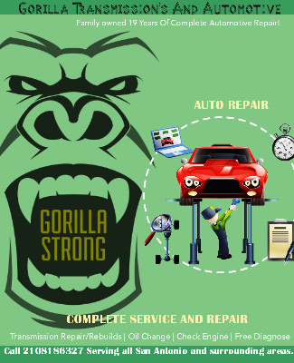 Gorilla Transmission Garage | 1540 Old Pleasanton Rd, San Antonio, TX 78264, USA | Phone: (210) 818-6327