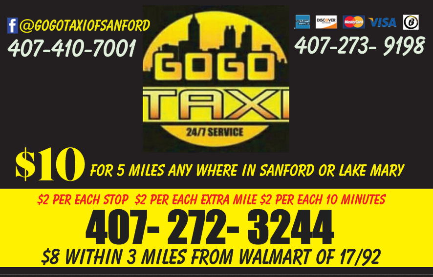 Go Go Taxi of Lake Mary | 5651, 105 Edgewater Cir, Sanford, FL 32773, USA | Phone: (407) 272-3244