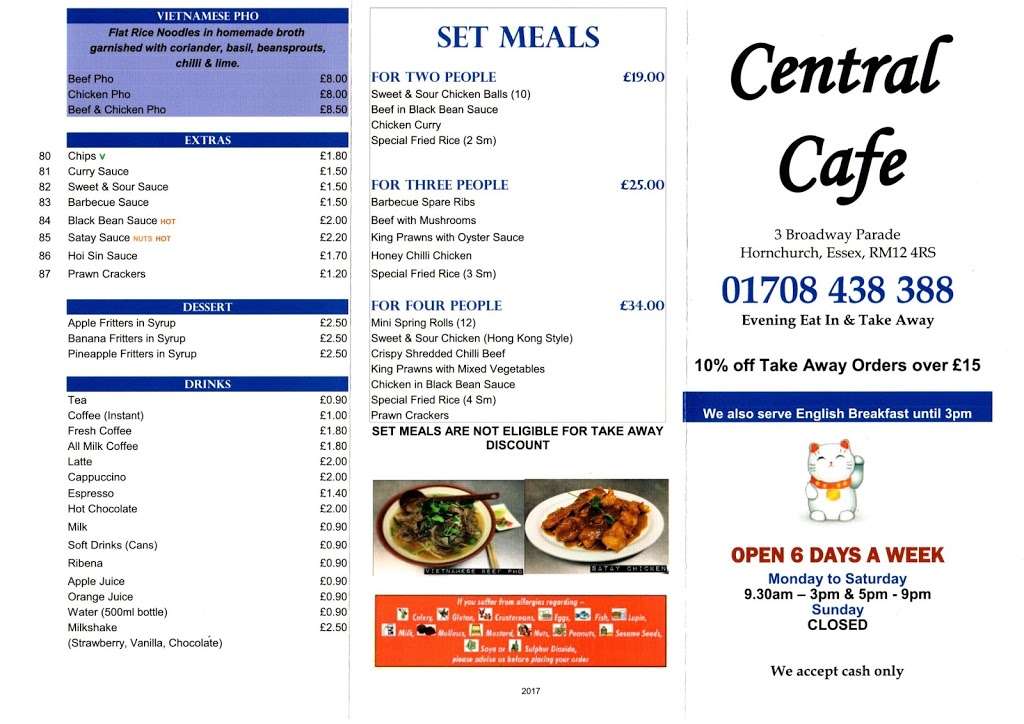 Central Cafè | 3 Broadway Parade, Hornchurch RM12 4RS, UK | Phone: 01708 438388