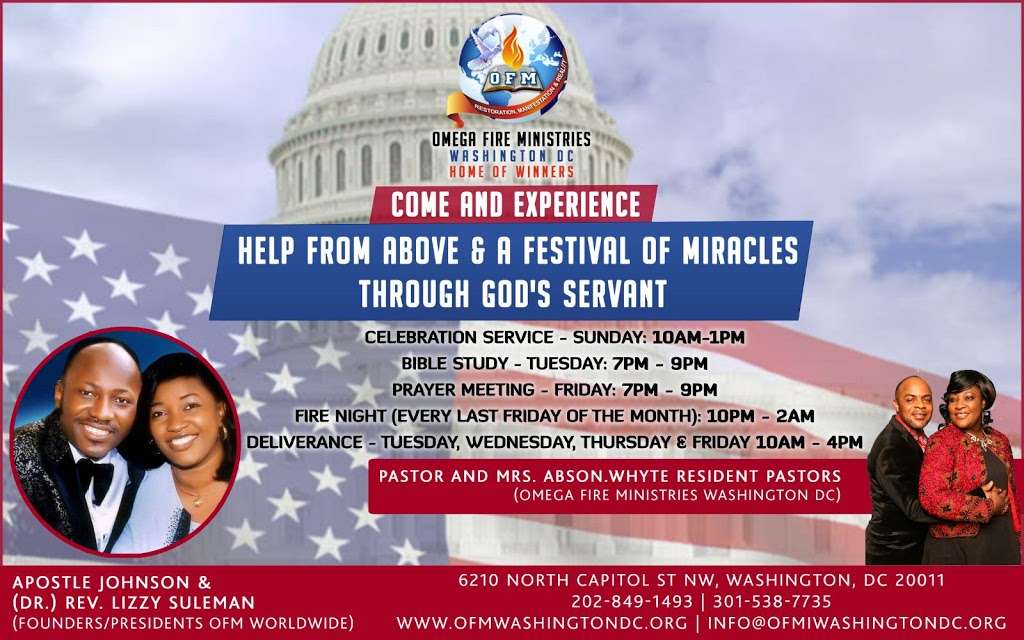 OMEGA FIRE MINISTRIES WASHINGTON DC( OFMDC) | 6210 North Capitol St NW, Washington, DC 20011 | Phone: (202) 849-1493