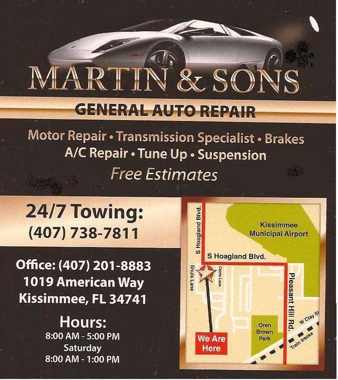 Martin & Sons- General Auto Repair | 1019 American Way, Kissimmee, FL 34741, USA | Phone: (407) 201-8883