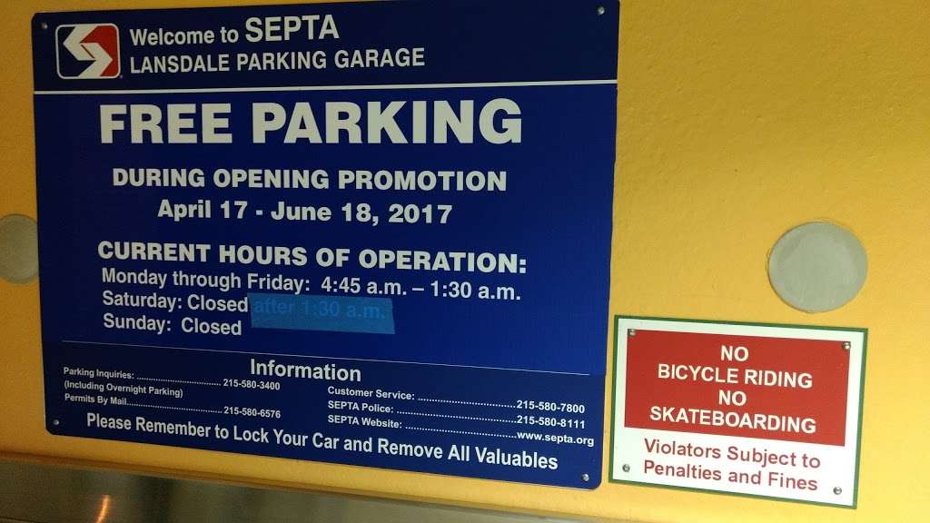 SEPTA Lansdale Parking Garage | 101 W Main St, Lansdale, PA 19446, USA | Phone: (215) 580-3400