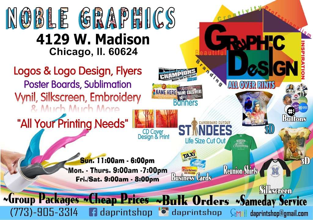 Noble Graphics DaPRINTSHOP | 4129 W Madison St, Chicago, IL 60624, USA | Phone: (773) 905-3314