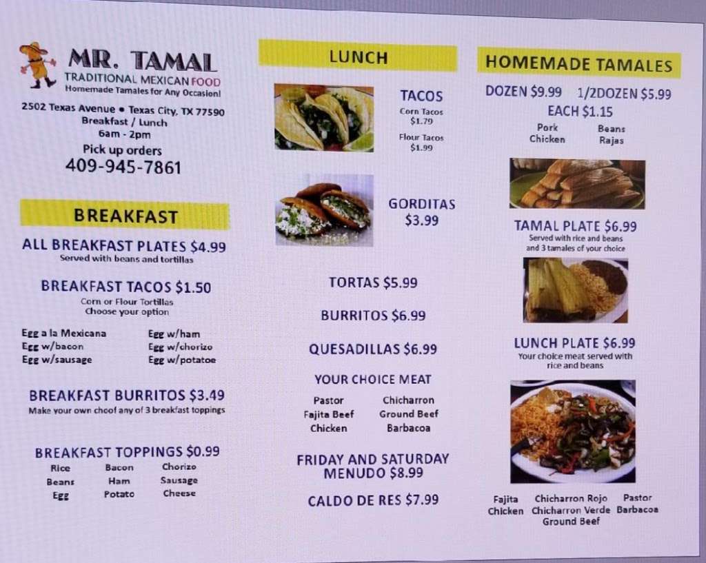 Mr. Tamal Authentic Mexican Food | 2502 Texas Ave, Texas City, TX 77590, USA | Phone: (409) 945-7861