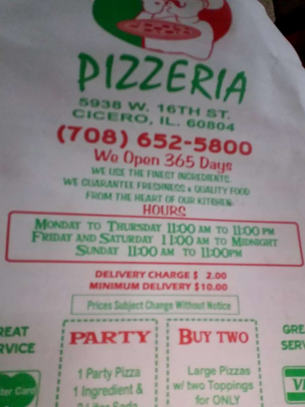 Del Rio Pizzeria | 5938 W 16th St, Cicero, IL 60804 | Phone: (708) 652-5800