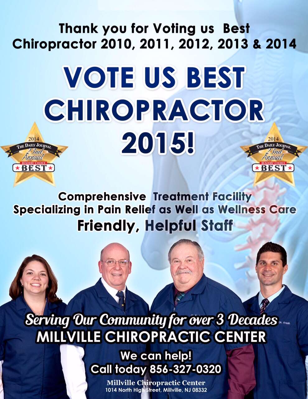 Millville Chiropractic Center | 1014 N High St, Millville, NJ 08332 | Phone: (856) 327-0320