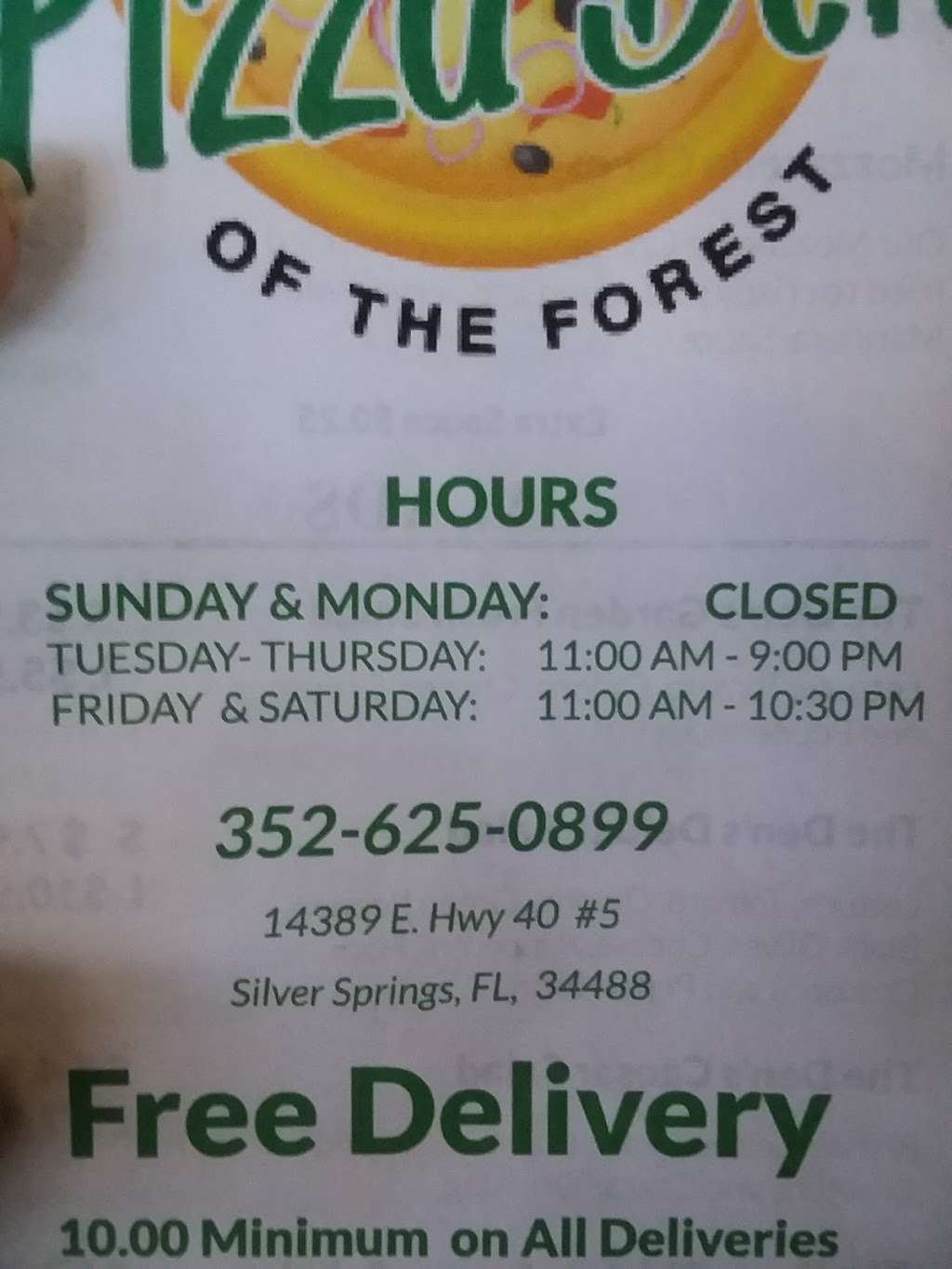 The Pizza Den Of The Forest | 14389 FL-40, Silver Springs, FL 34488, USA | Phone: (352) 625-0899