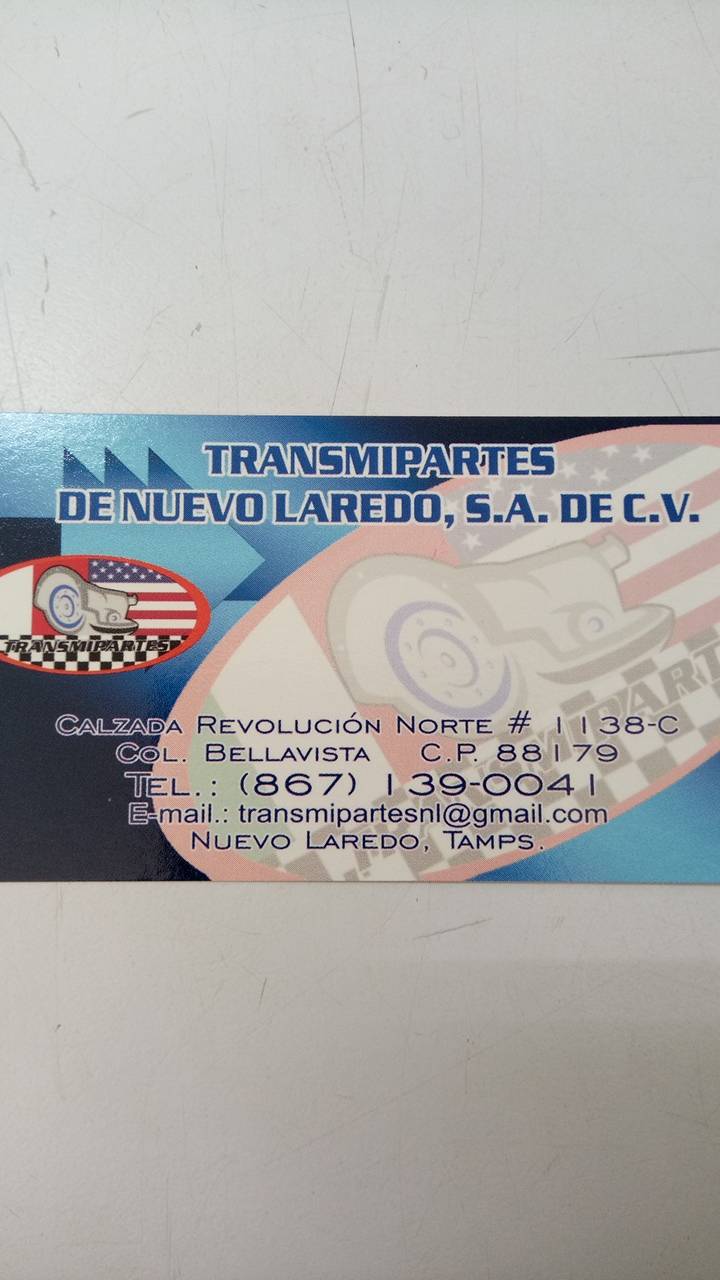 Transmipartes de Nuevo Laredo, S.A de c.v. | Calz Revolución 1130, Bertha del Avellano, 88179 Nuevo Laredo, Tamps., Mexico | Phone: 867 139 0041