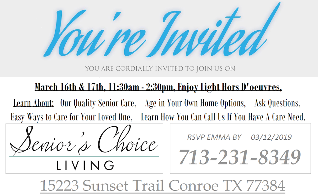 Seniors Choice Assisted Living | 15223 Sunset Trail, Conroe, TX 77384 | Phone: (713) 231-8349