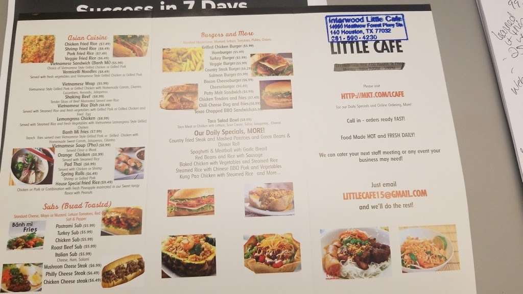 Interwood Little Cafe | 14950 Heathrow Forest Pkwy Ste 140, Houston, TX 77032, USA | Phone: (281) 590-4230