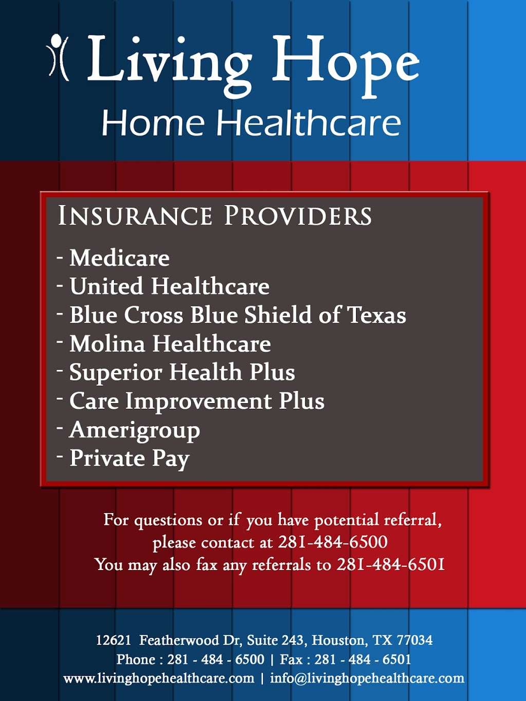 LIVING HOPE HOME HEALTHCARE | 12550 Fuqua St, Houston, TX 77034, USA | Phone: (281) 484-6500