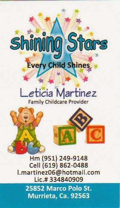 Shining Stars Family Child Care | 25852 Marco Polo St, Murrieta, CA 92563, USA | Phone: (951) 249-9148