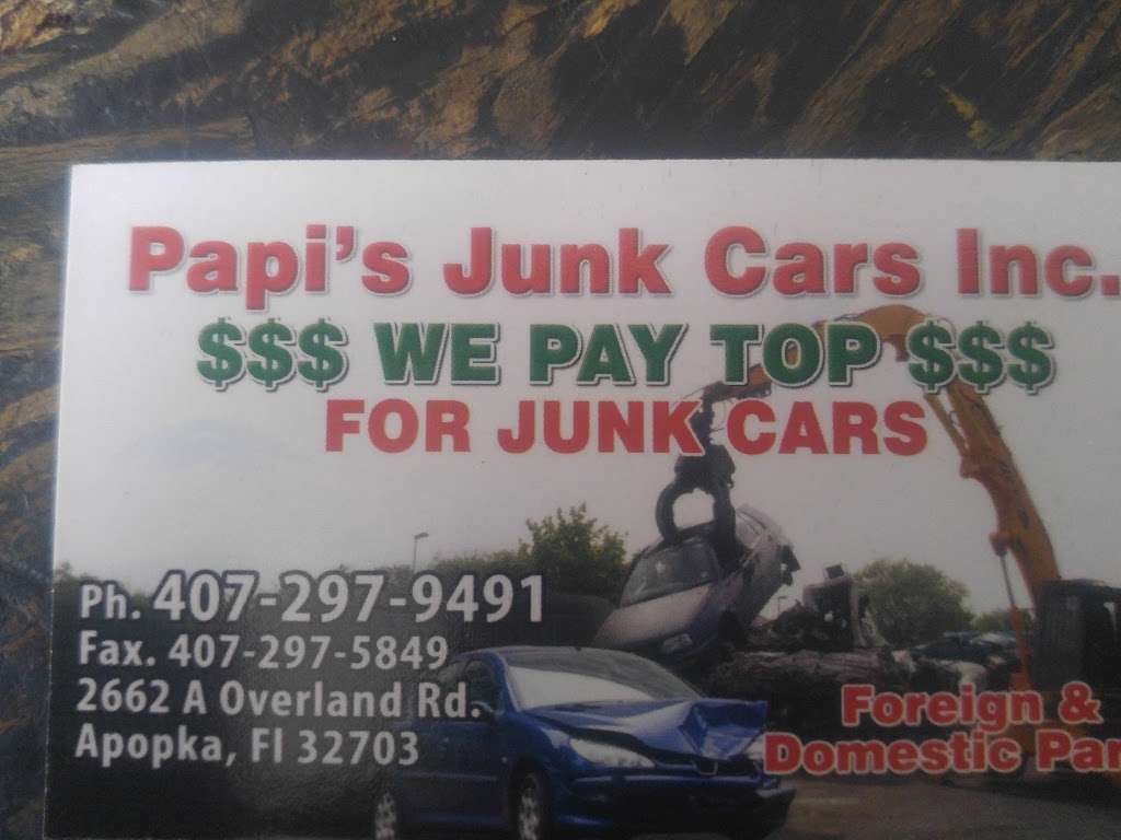 Papis Auto Recycling | 2662 Overland Rd # A, Apopka, FL 32703, USA | Phone: (407) 297-9491