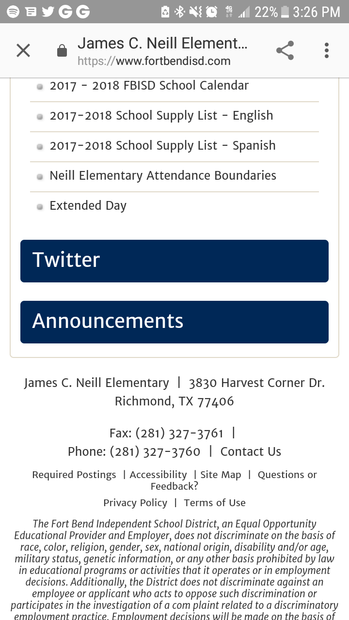 James C. Neill Elementary | 3830 Harvest Corner Dr, Richmond, TX 77406 | Phone: (281) 327-3760