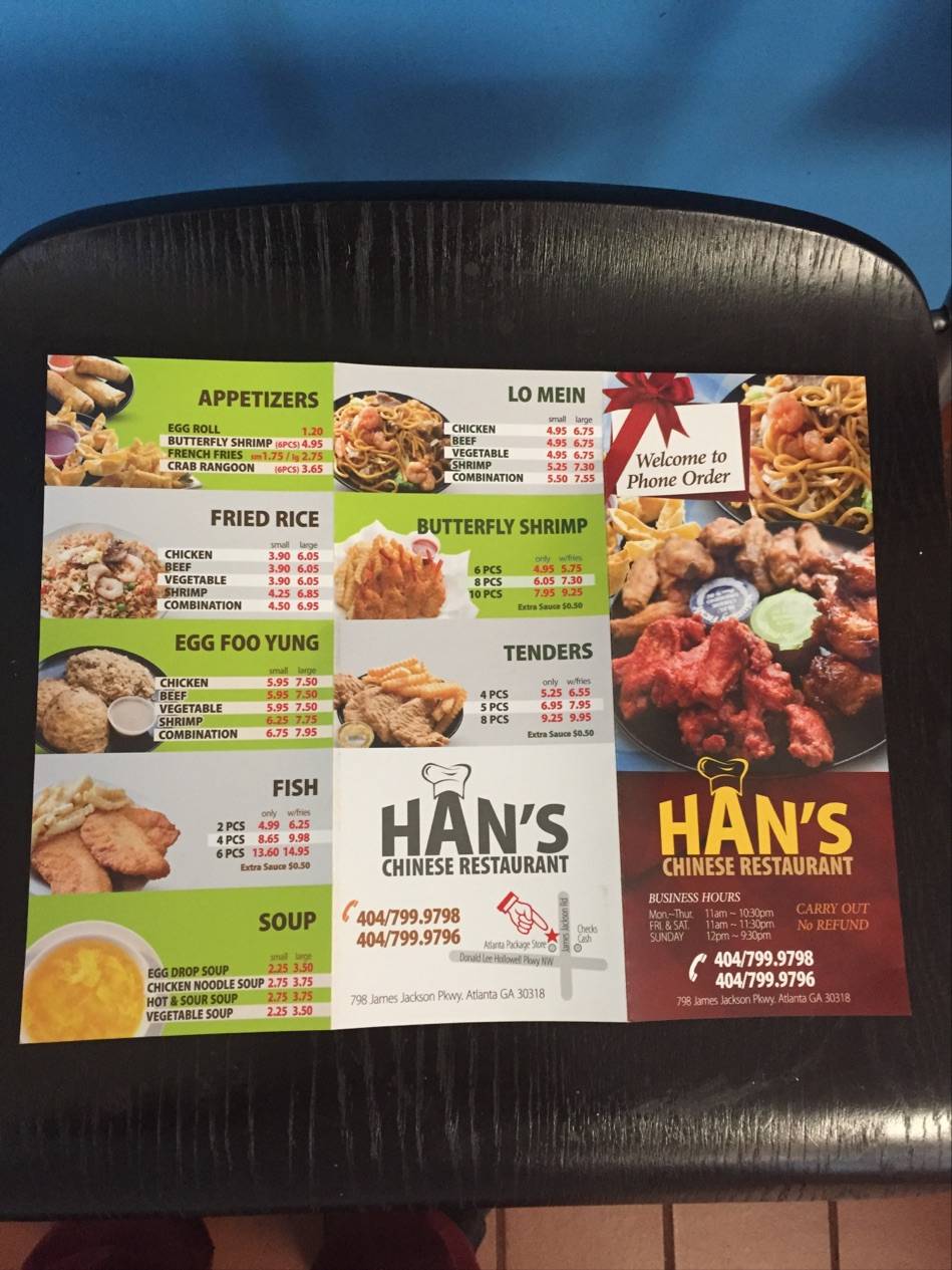 Hans Chinese Food And Chicken Wings | 798 James Jackson Pkwy NW, Atlanta, GA 30318, USA | Phone: (404) 799-9798