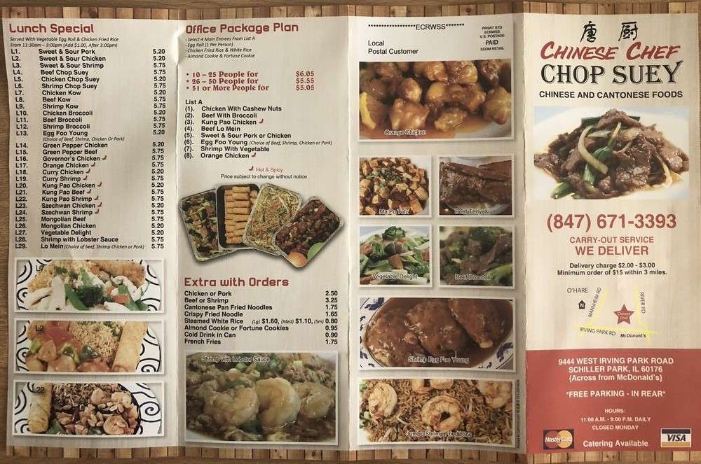 Chinese Chef | 9444 W Irving Park Rd, Schiller Park, IL 60176 | Phone: (847) 671-3393