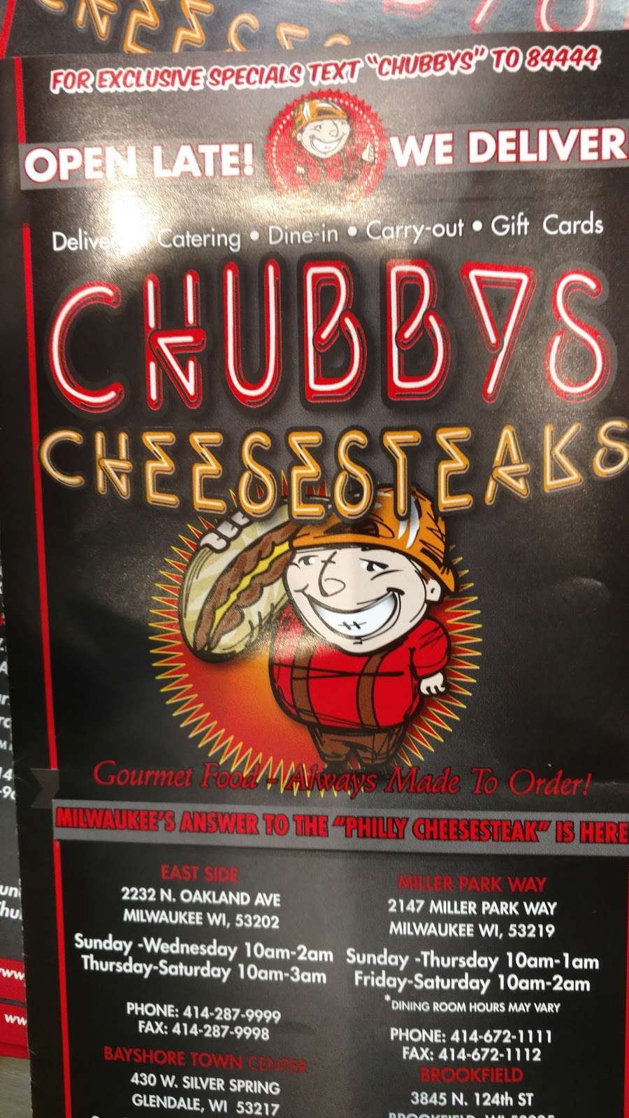 Chubbys Cheesesteaks West Milwaukee | 2147 Miller Park Way, West Milwaukee, WI 53219, USA | Phone: (414) 672-1111