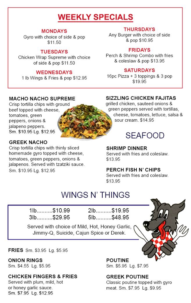 The Hungry Wolf Restaurant | 25 Amy Croft Dr, Tecumseh, ON N9C 1K8, Canada | Phone: (519) 735-0072