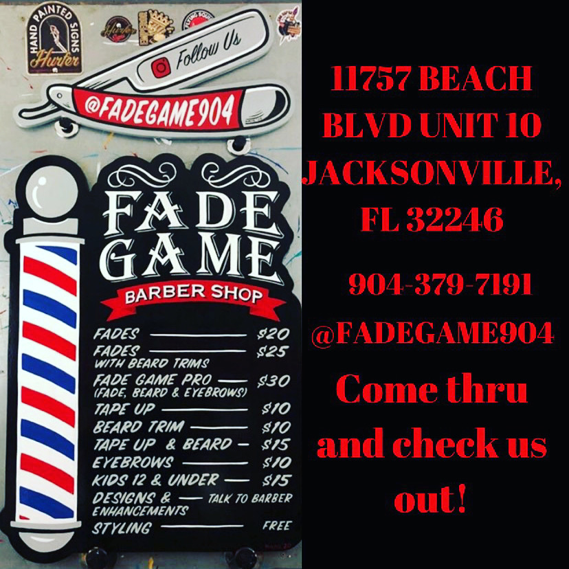 Fade Game | 11757 Beach Blvd #10, Jacksonville, FL 32246, USA | Phone: (904) 379-7191