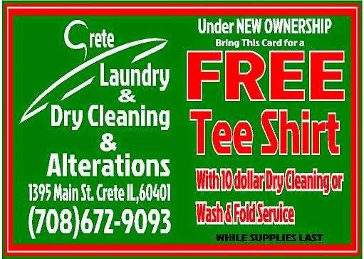 Crete Laundry & Dry Cleaning Alterations | 1395 Main St, Crete, IL 60417, USA | Phone: (708) 672-9093
