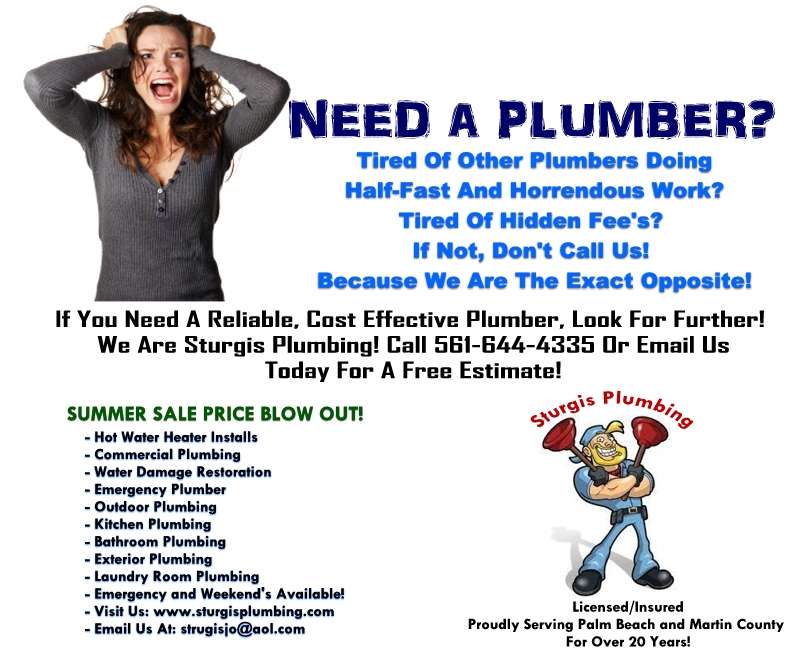 Sturgis Plumbing Of Jupiter-Tequesta-Juno Beach-Palm Beach Garde | 16766 123rd Terrace N, Jupiter, FL 33478, USA | Phone: (561) 644-4335