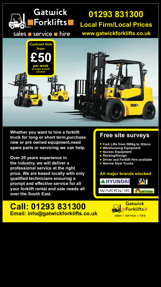 Gatwick forklifts | The Green Barn, Antlands Lane East, Shipley Bridge, Burstow RH6 9TE, UK | Phone: 01293 831300