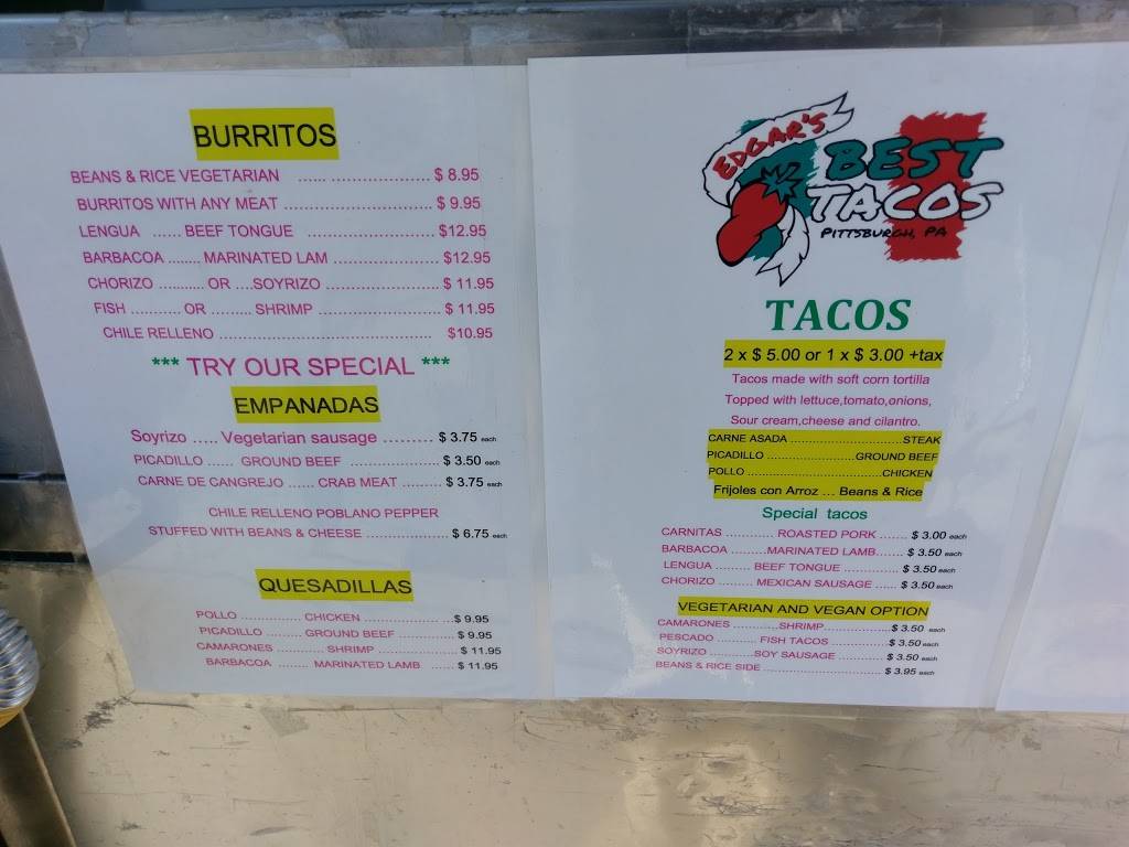 Edgars Best Tacos | 108 19th St, Pittsburgh, PA 15222, USA | Phone: (412) 849-8864