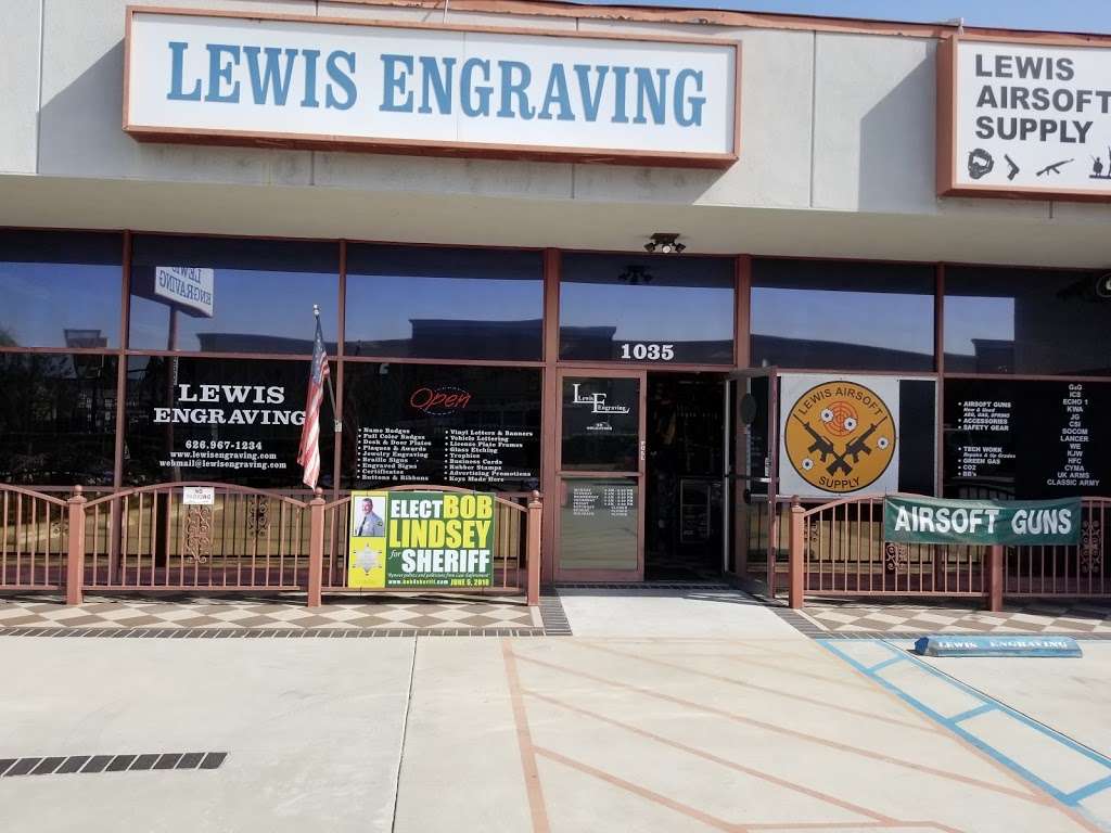 LEWIS ENGRAVING / LEWIS AIRSOFT SUPPLY | 1035 W San Bernardino Rd, Covina, CA 91722, USA | Phone: (626) 967-1234