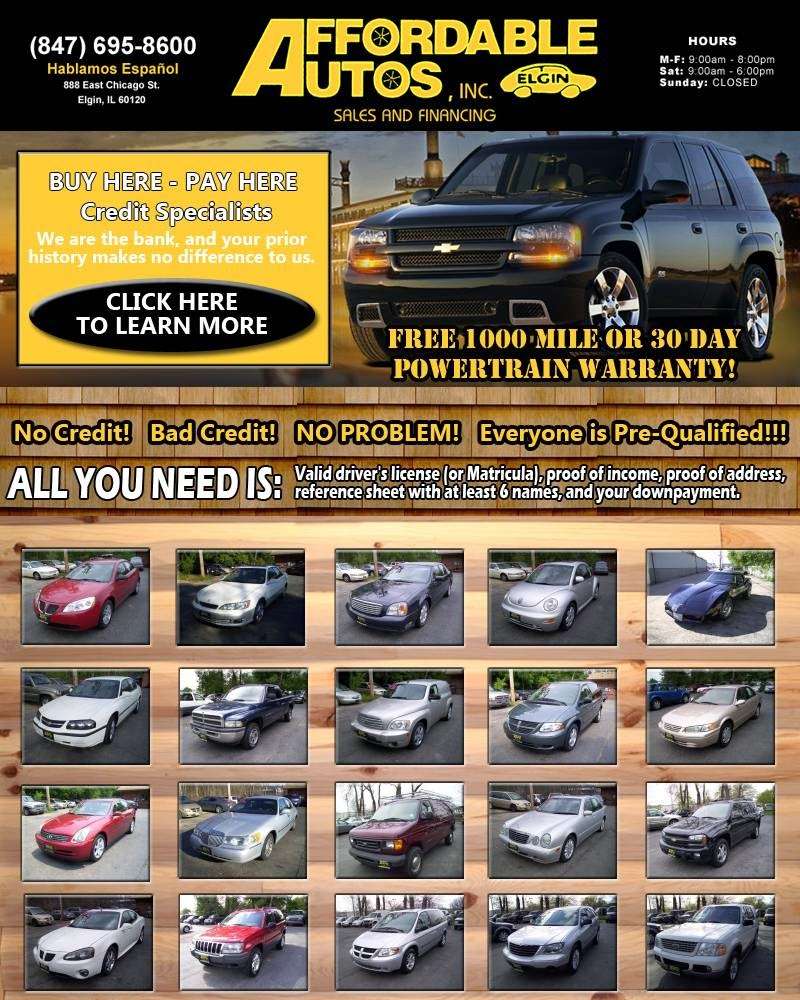 Affordable Autos Inc. | 840 E Chicago St, Elgin, IL 60120, USA | Phone: (847) 695-8600