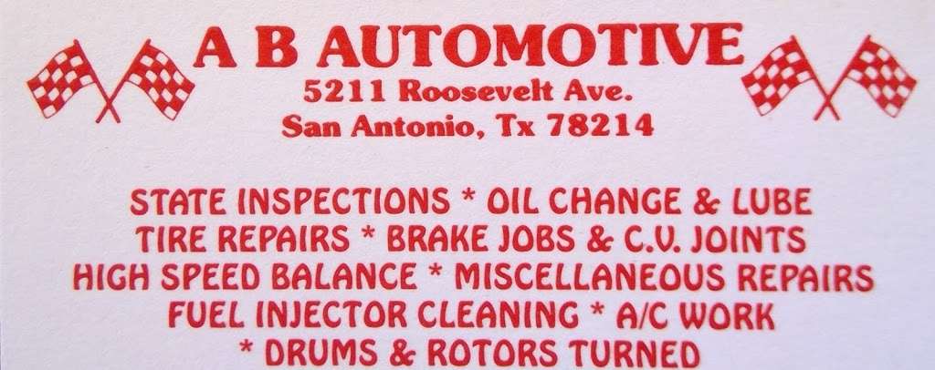 A B Automotive | 5211 Roosevelt Ave, San Antonio, TX 78214, USA | Phone: (210) 924-4499