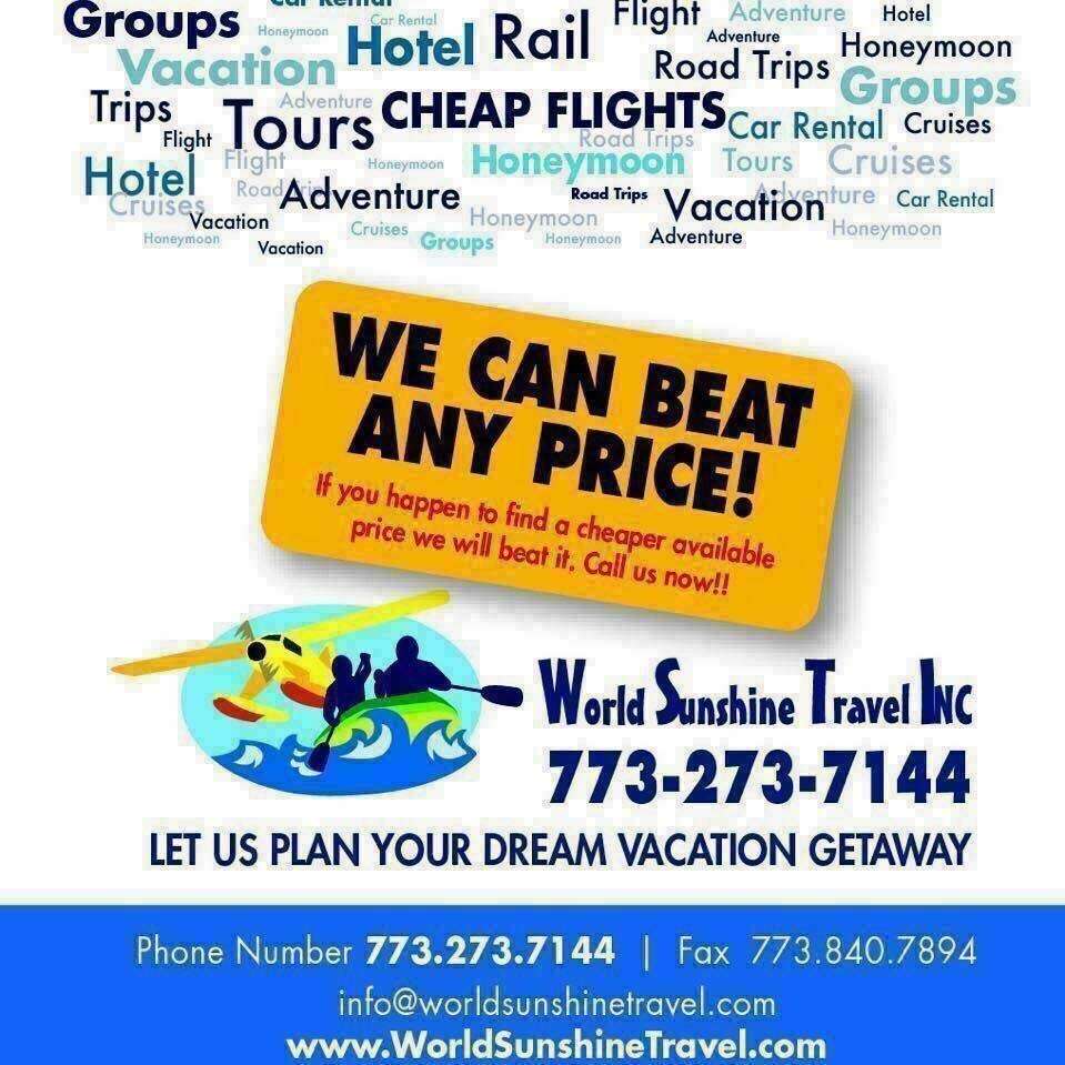 World Sunshine Travel Inc | 9031 W Church St, Des Plaines, IL 60016, USA | Phone: (773) 273-7144