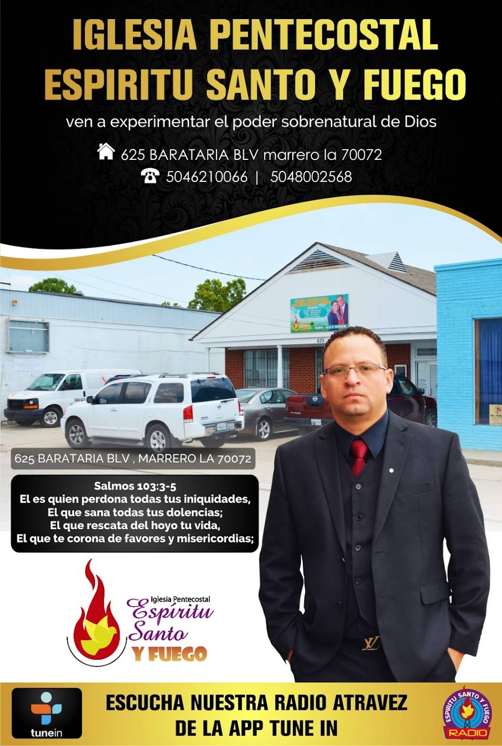 iglesia pentecostal espiritu santo y fuego | 625 Barataria Blvd, Marrero, LA 70072, USA | Phone: (504) 621-0066