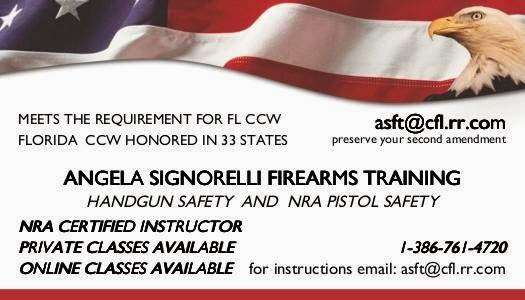 Angela Signorelli Firearms Training | Port Orange, FL 32129, USA | Phone: (386) 767-0953