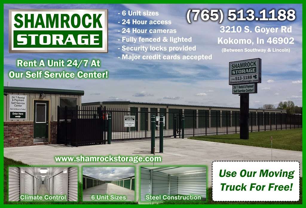 Shamrock Storage | 3210 S Goyer Rd, Kokomo, IN 46902 | Phone: (765) 513-1188