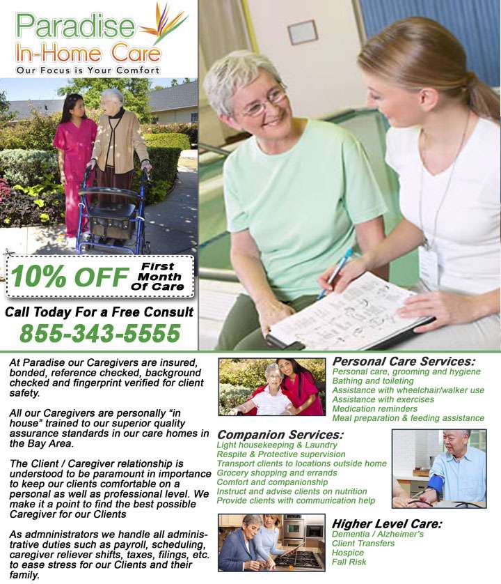 Paradise In-Home Care | 686 Minert Rd, Walnut Creek, CA 94598, USA | Phone: (925) 944-9147