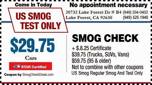 US Smog | 20732 Lake Forest Dr #B4, Lake Forest, CA 92630 | Phone: (949) 334-0402