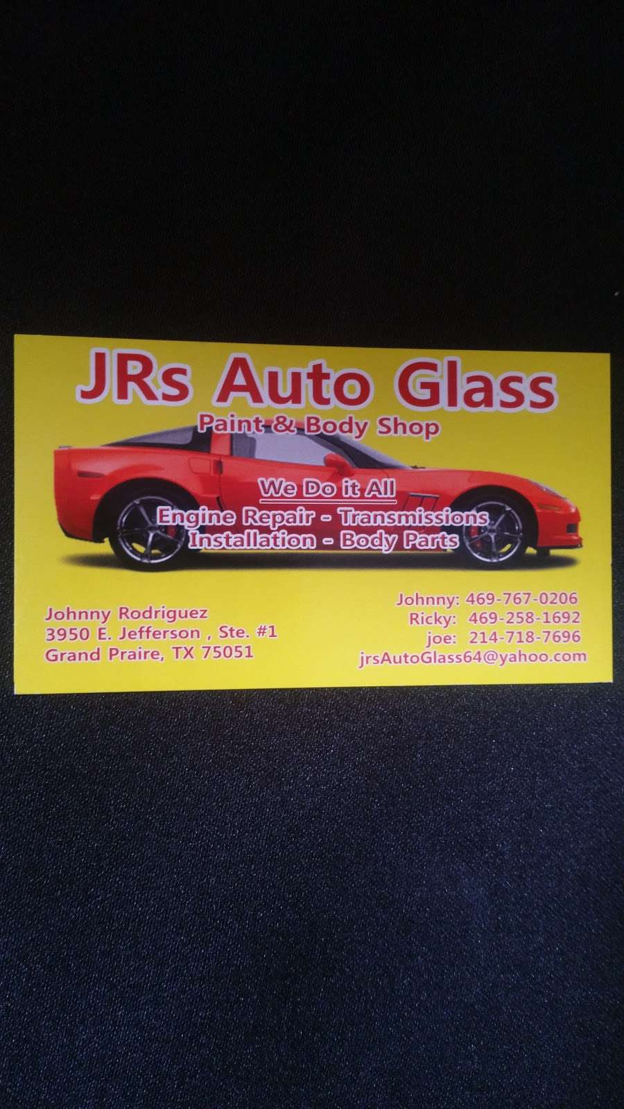 Jrs Auto Glass & Replacement | 3950 E Jefferson St, Grand Prairie, TX 75051, USA | Phone: (469) 767-0206