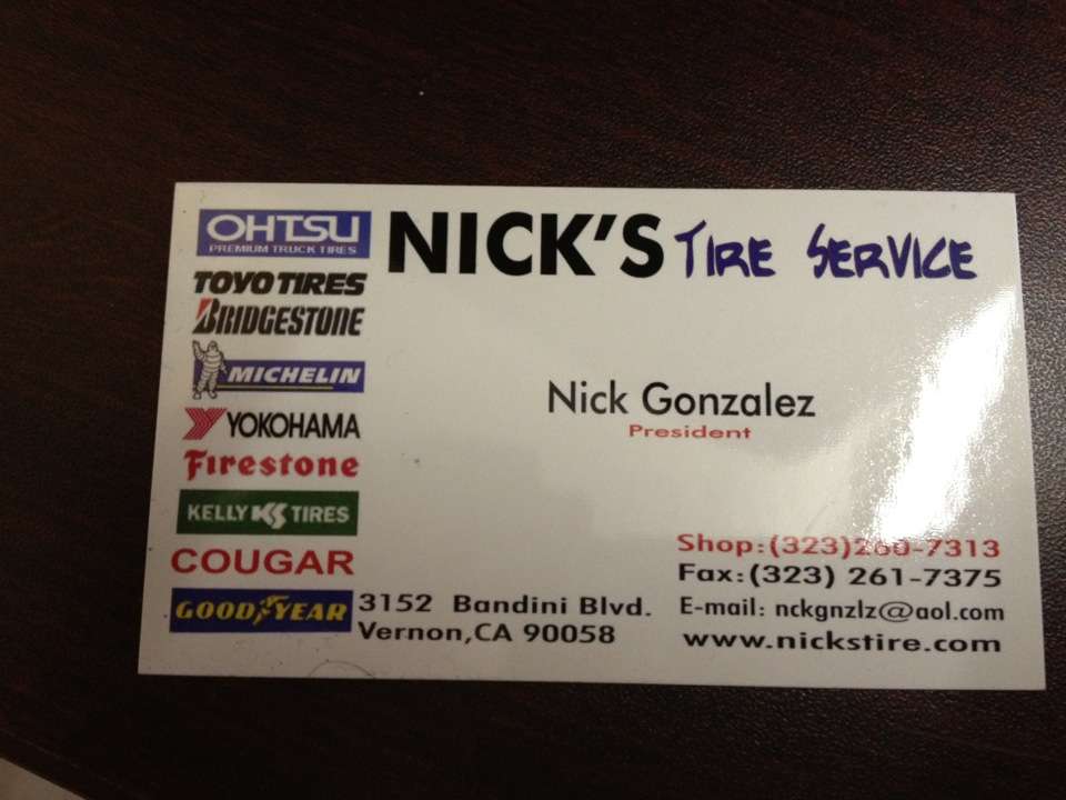 Nicks Tire Services | 3152 Bandini Blvd, Vernon, CA 90058, USA | Phone: (323) 260-7313