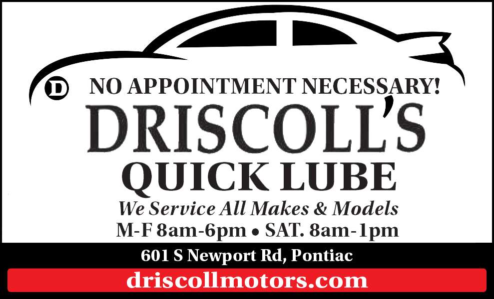 Driscoll Quick Lube | 601 1/2, S Newport Rd, Pontiac, IL 61764, USA