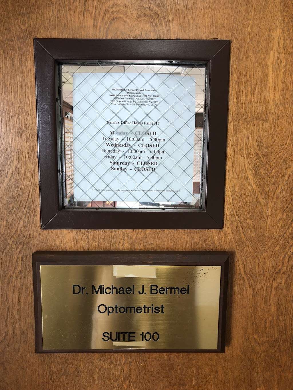 Dr. Michael J. Bermel, OD | 10640 Main St #100, Fairfax, VA 22030 | Phone: (703) 691-2020