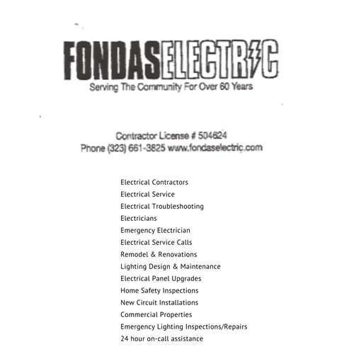Fondas Electric | 310 N Hoover St, Los Angeles, CA 90004, USA | Phone: (323) 661-3825