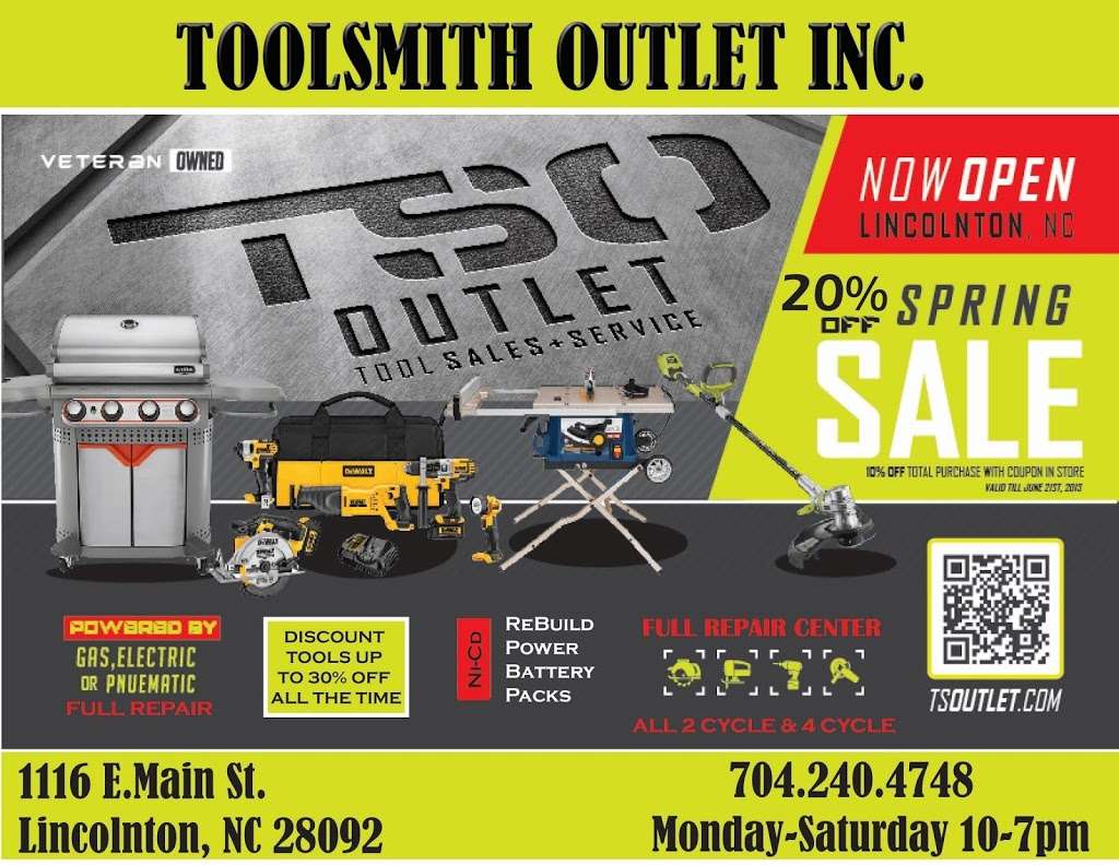 ToolSmith Outlet | 1116 E Main St, Lincolnton, NC 28092, USA | Phone: (704) 240-4748